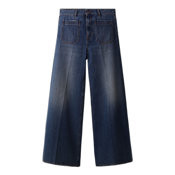 ME+EM Super Wide Flare Jean in Authentic Mid Blue Wash | Denim | Luxury Shoes 