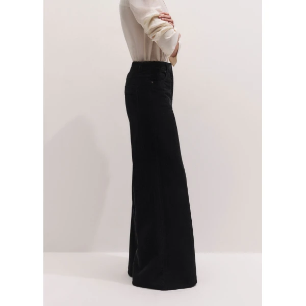 ME+EM Super Wide Flare Trouser in Black Wash, view 6 | Wide leg pants | Luxury Shoes 