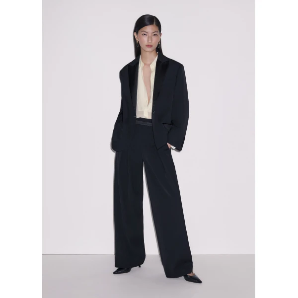 ME+EM Tapered Tux Trouser in Black