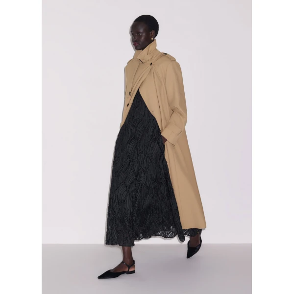 ME+EM Textured Tulle Fit + Flare Maxi Dress in Black, view 5 | Maxi Dresses | Luxury Shoes 