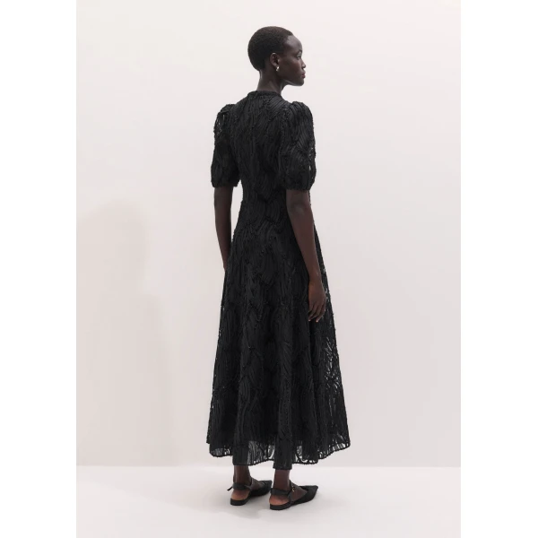 ME+EM Textured Tulle Fit + Flare Maxi Dress in Black, view 6 | Maxi Dresses | Luxury Shoes 