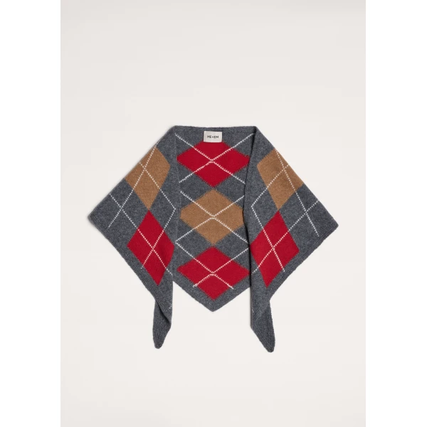 ME+EM Triangle Argyle Scarf in Grey Multi, view 2 | Scarves | Luxury Shoes 