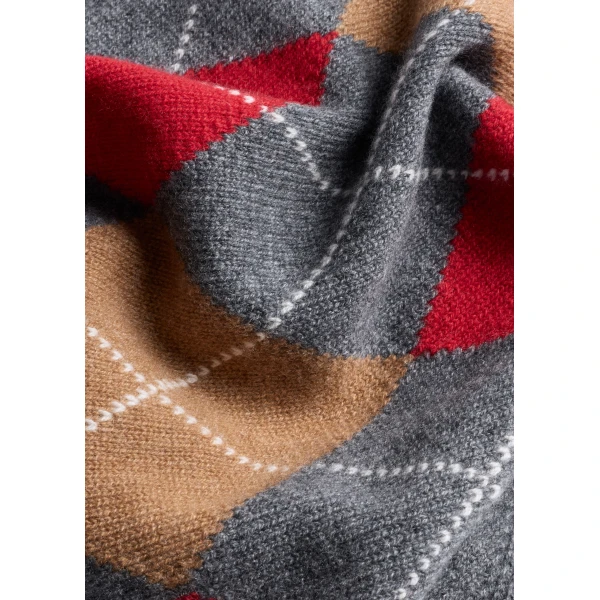 ME+EM Triangle Argyle Scarf in Grey Multi, view 6 | Scarves | Luxury Shoes 