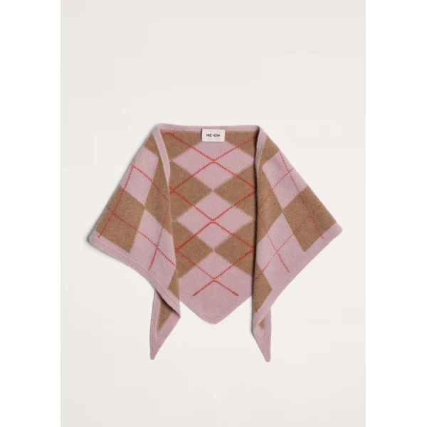 ME+EM Triangle Argyle Scarf in Smoke Pink