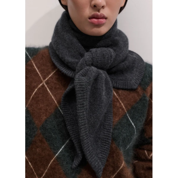 ME+EM Triangle Knit Scarf in Charcoal Mélange