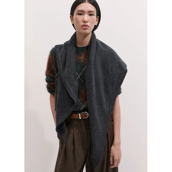 ME+EM Triangle Knit Scarf in Charcoal Mélange