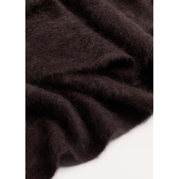 ME+EM Triangle Knit Scarf in Dark Chocolate Brown, view 4 | Scarves | Luxury Shoes 