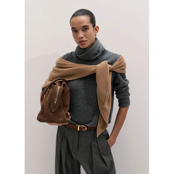 ME+EM Triangle Knit Scarf in Deep Camel