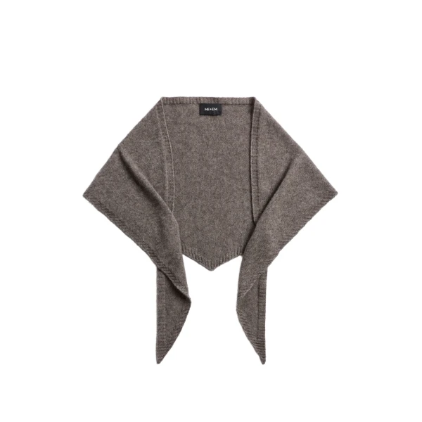 ME+EM Triangle Knit Scarf in Heather Brown Mélange