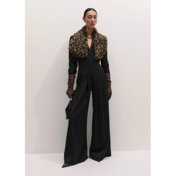 ME+EM Tux Ultra Wide Jumpsuit in Black, view 4 | Dresses | Luxury Shoes 