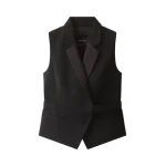 ME+EM Tux Wrap Waistcoat in Black | Vests | Luxury Shoes 