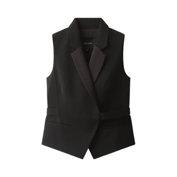 ME+EM Tux Wrap Waistcoat in Black