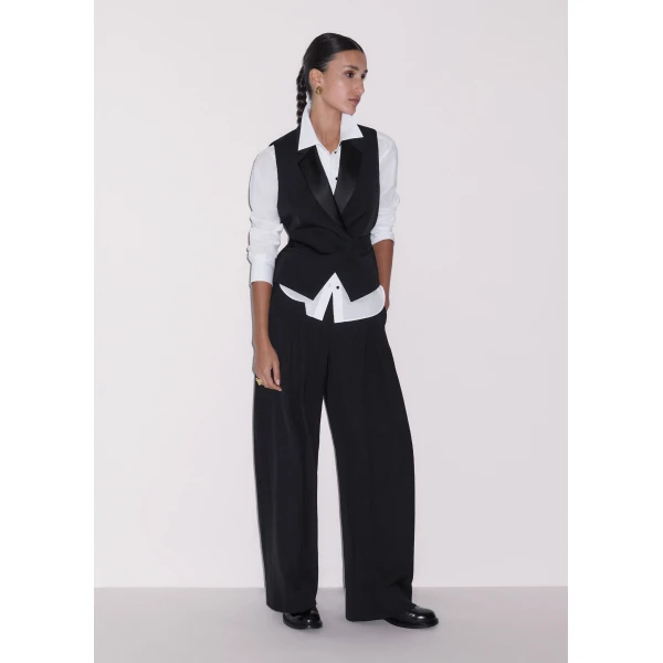 ME+EM Tux Wrap Waistcoat in Black, view 4 | Vests | Luxury Shoes 