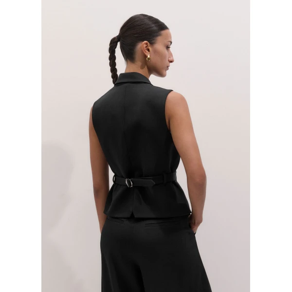 ME+EM Tux Wrap Waistcoat in Black, view 6 | Vests | Luxury Shoes 