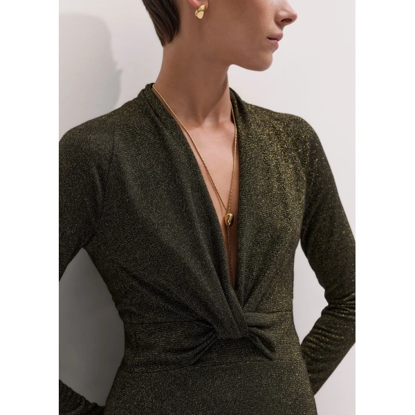 ME+EM Twist Front Maxi Dress in Black/Gold