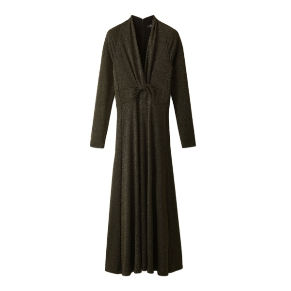 ME+EM Twist Front Maxi Dress in Black/Gold