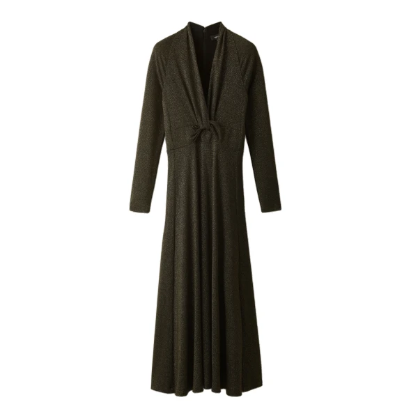 ME+EM Twist Front Maxi Dress in Black/Gold