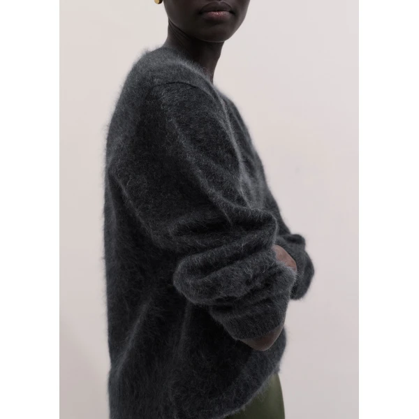 ME+EM Ultimate Boyfriend Jumper in Charcoal Mélange, view 5 | Sweaters | Luxury Shoes 