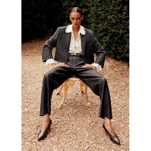 ME+EM Ultra Box Crop Blazer in Charcoal/Cream