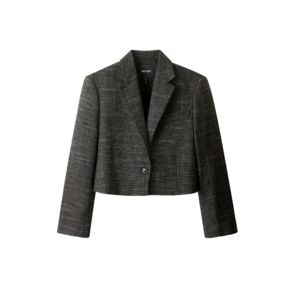 ME+EM Ultra Box Crop Blazer in Charcoal/Cream