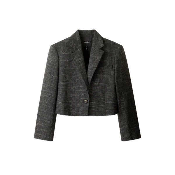 ME+EM Ultra Box Crop Blazer in Charcoal/Cream