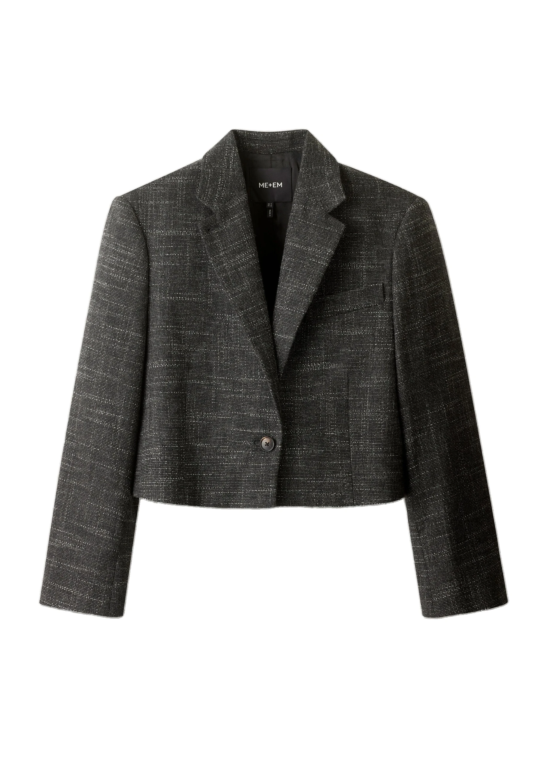 ME+EM Ultra Box Crop Blazer in Charcoal/Cream | Jackets | Luxury Shoes ME+EM Ultra Box Crop Blazer in Charcoal/Cream