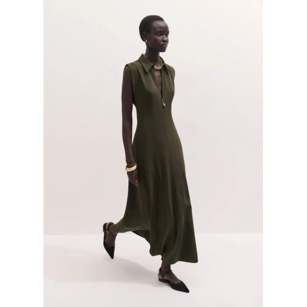 ME+EM Utility Maxi Dress in Rich Olive Green
