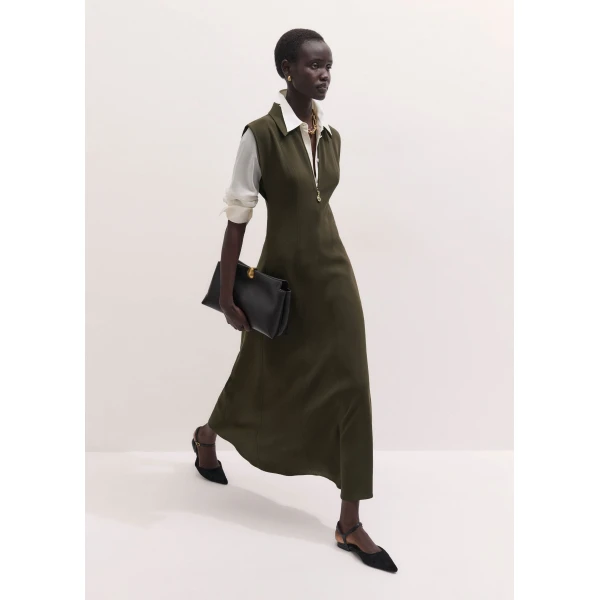 ME+EM Utility Maxi Dress in Rich Olive Green