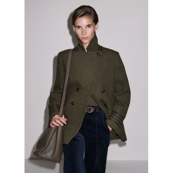 ME+EM Utility Pea Coat in Khaki Melange