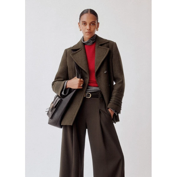 ME+EM Utility Pea Coat in Khaki Melange