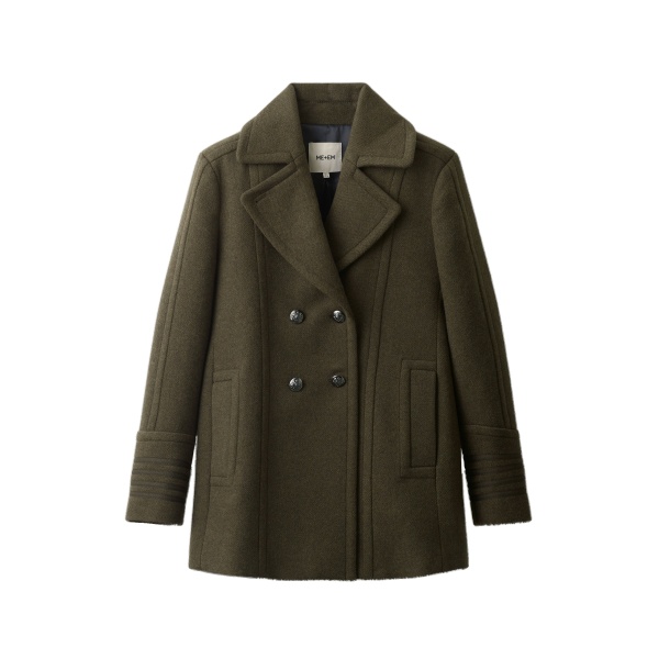 ME+EM Utility Pea Coat in Khaki Melange