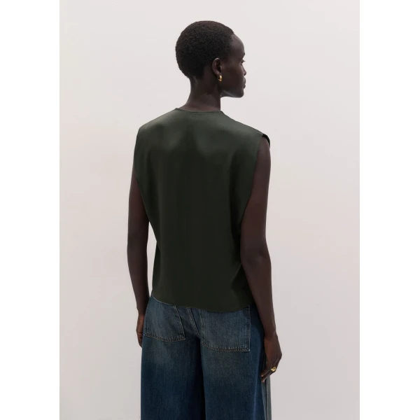 ME+EM V-Neck Evening Tank in Bay Green, view 6 | Tops | Luxury Shoes 