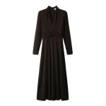 ME+EM V-Neck Slim Maxi Dress in Chocolate