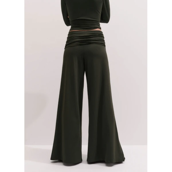 ME+EM Very Wide Palazzo Pant in Rich Olive Green