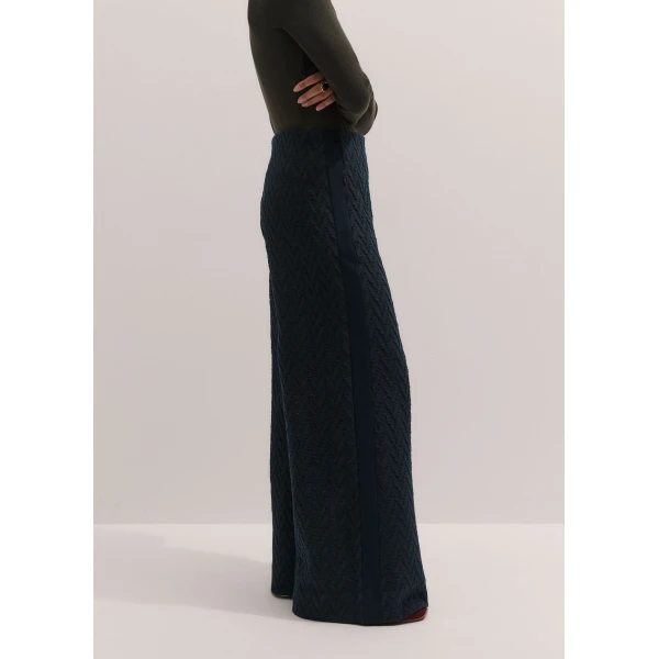 ME+EM Wide-Leg Track Pant in Navy/Rich Olive