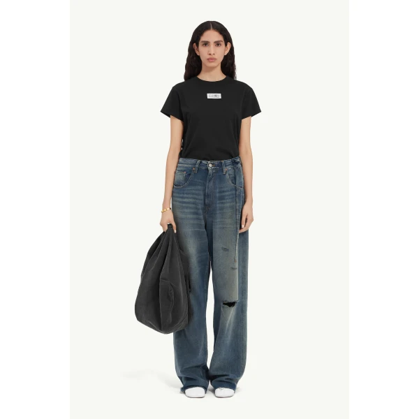 MM6 Maison Margiela Aged Denim Jeans in Grey Blue, view 2 | Denim | Luxury Shoes 