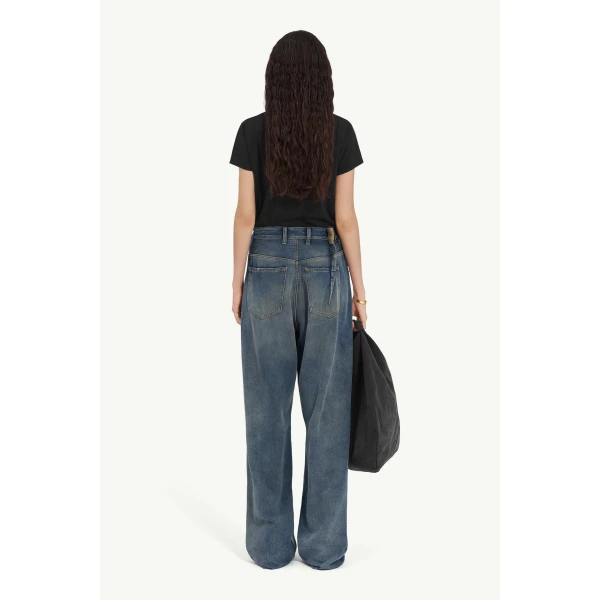 MM6 Maison Margiela Aged Denim Jeans in Grey Blue, view 4 | Denim | Luxury Shoes 