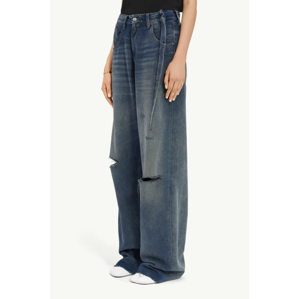 MM6 Maison Margiela Aged Denim Jeans in Grey Blue, view 5 | Denim | Luxury Shoes 