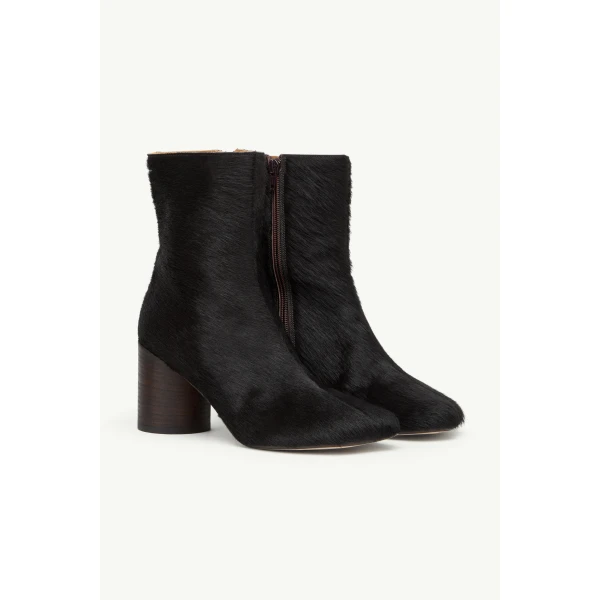 MM6 Maison Margiela Anatomic Ankle Boots in Ponyhair in Tapenade, view 3 | Boots | Luxury Shoes 