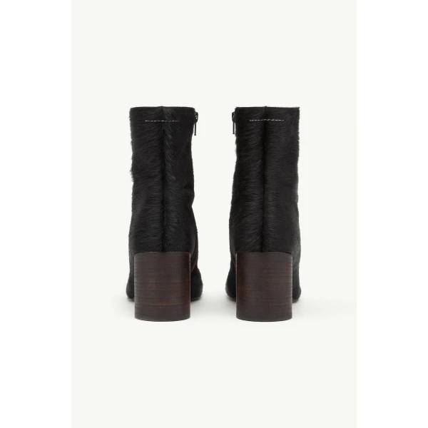 MM6 Maison Margiela Anatomic Ankle Boots in Ponyhair in Tapenade, view 4 | Boots | Luxury Shoes 