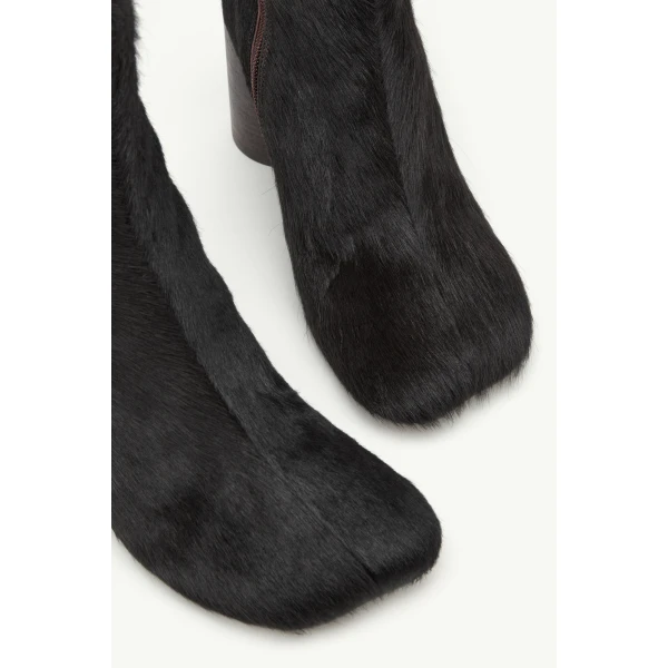 MM6 Maison Margiela Anatomic Ankle Boots in Ponyhair in Tapenade, view 5 | Boots | Luxury Shoes 