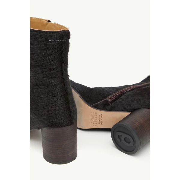 MM6 Maison Margiela Anatomic Ankle Boots in Ponyhair in Tapenade, view 6 | Boots | Luxury Shoes 