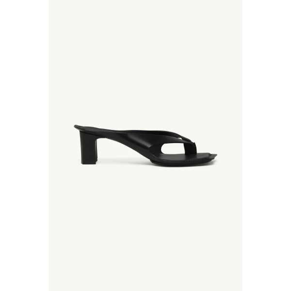 MM6 Maison Margiela Anatomic Leather Flip Flop Mules in Black, view 2 | Mules | Luxury Shoes 