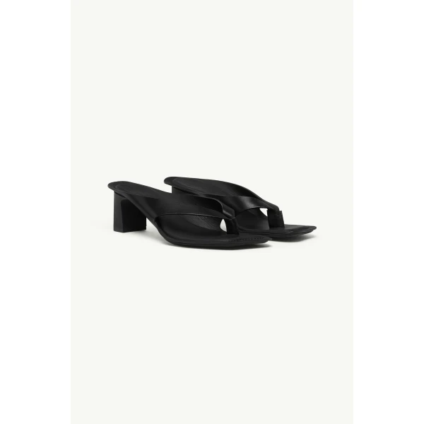 MM6 Maison Margiela Anatomic Leather Flip Flop Mules in Black, view 3 | Mules | Luxury Shoes 