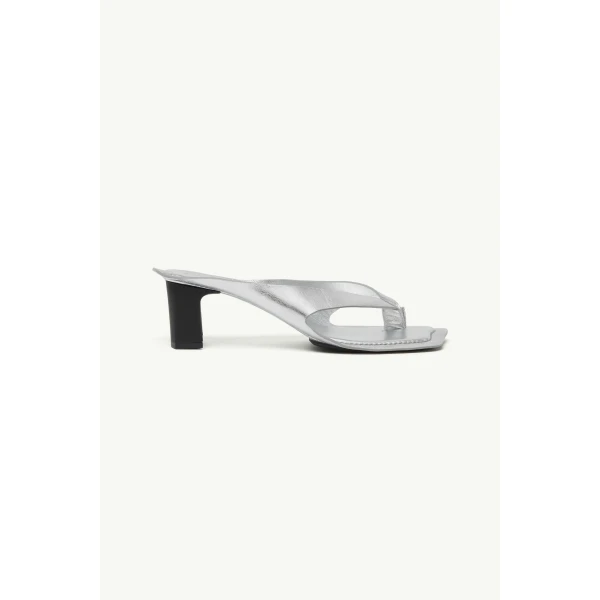 MM6 Maison Margiela Anatomic Leather Flip Flop Mules in Silver, view 2 | Mules | Luxury Shoes 