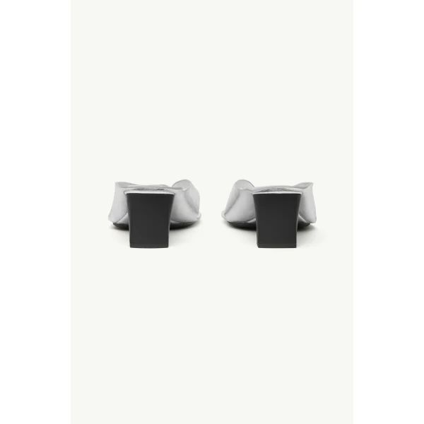 MM6 Maison Margiela Anatomic Leather Flip Flop Mules in Silver, view 4 | Mules | Luxury Shoes 