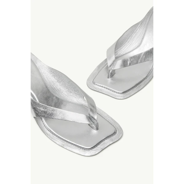 MM6 Maison Margiela Anatomic Leather Flip Flop Mules in Silver, view 5 | Mules | Luxury Shoes 