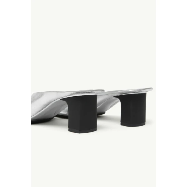 MM6 Maison Margiela Anatomic Leather Flip Flop Mules in Silver, view 6 | Mules | Luxury Shoes 
