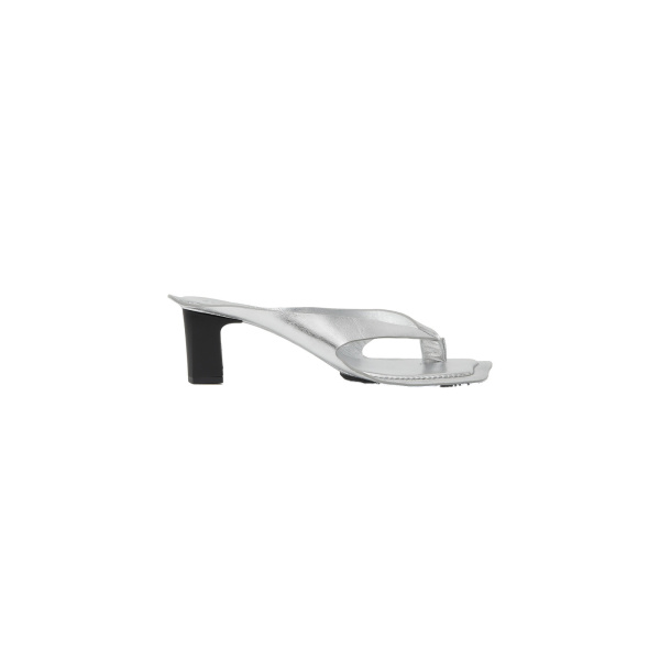 MM6 Maison Margiela Anatomic Leather Flip Flop Mules in Silver | Mules | Luxury Shoes 