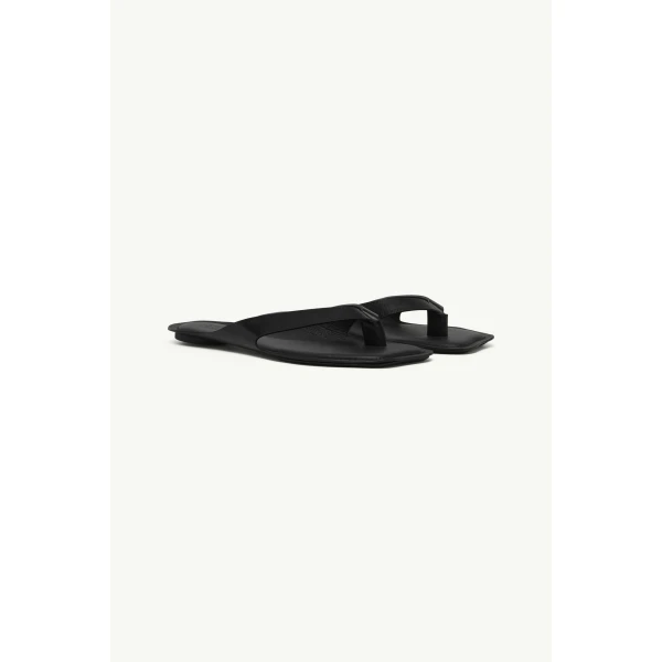MM6 Maison Margiela Anatomic Leather Flip Flops in Black, view 3 | Flip Flops & Slides | Luxury Shoes 